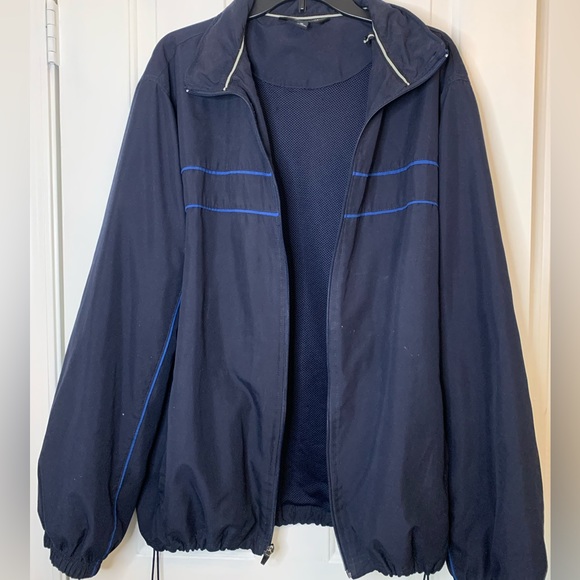 Ten Gear Navy Blue Men’s Windbreaker Zip Up Jacket Collared Men’s XL - Picture 1 of 4